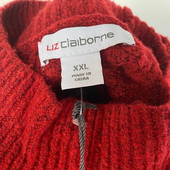 Liz Claiborne Womens Sweater XXL Cabaret Red Pullover Long Sleeves Rhinestones - Picture 8 of 10